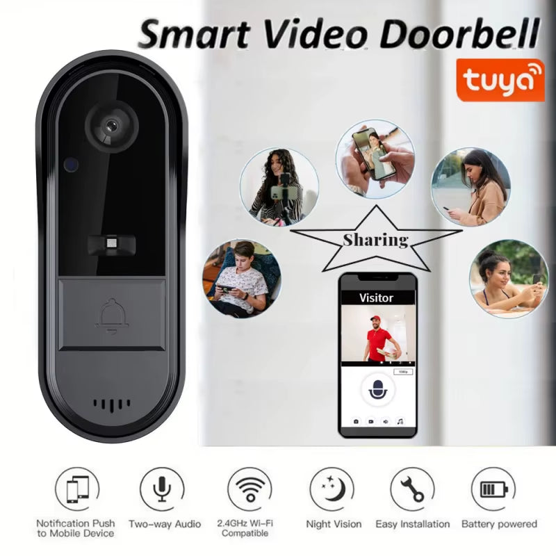Tuya Smart Doorbell with Camera Wireless HD Video Intercom Camera Night Visual Waterproof by Bell for Smart Home Security Cam
